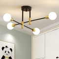 Black and Gold Semi Flush Mount Chandelier L633