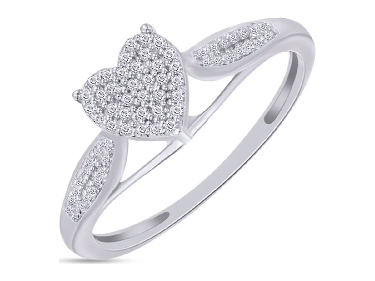 14K Gold Over Sterling Silver Diamond Heart Wedding Ring P82577