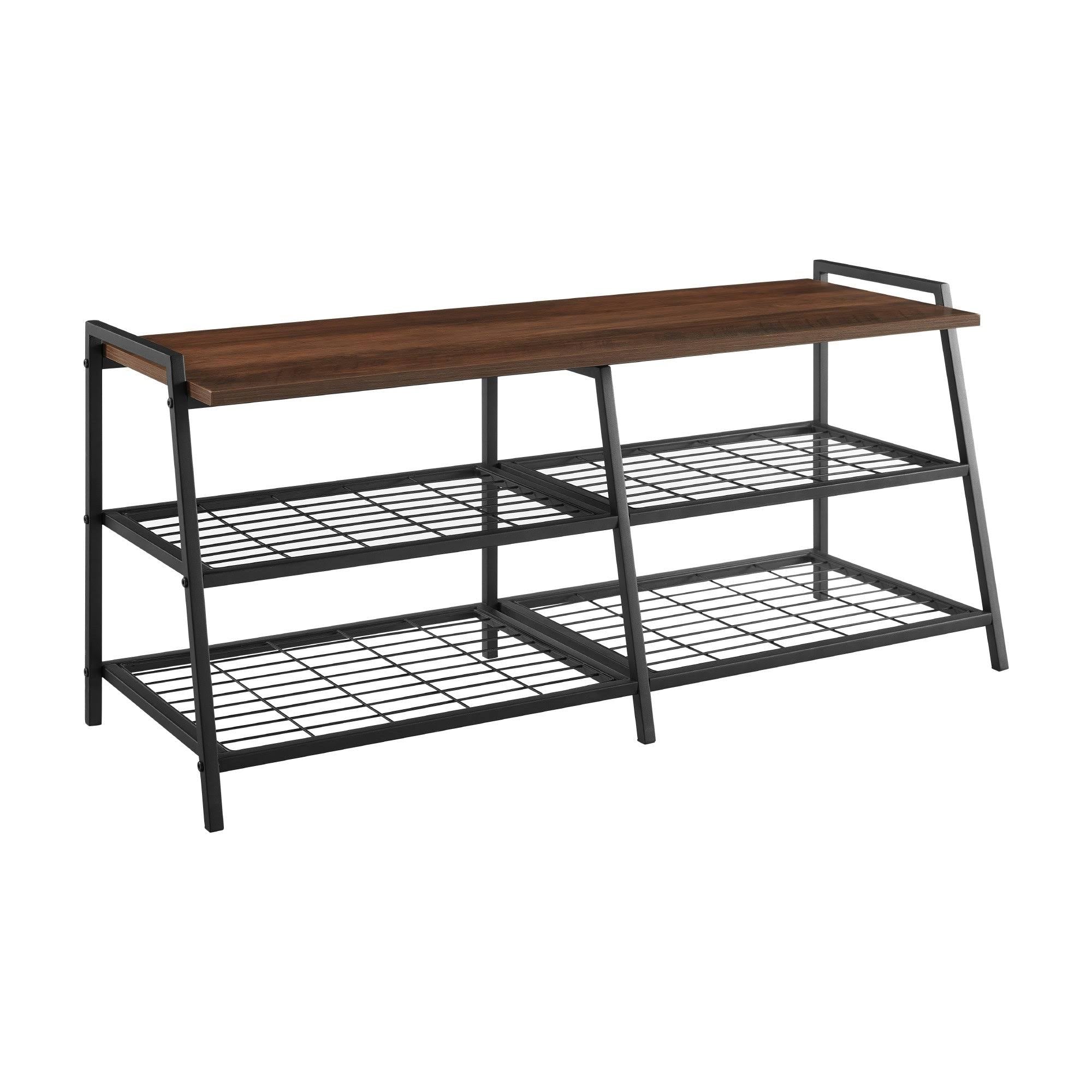 Industrial Shelf Entry Bench Grey Wash G485835