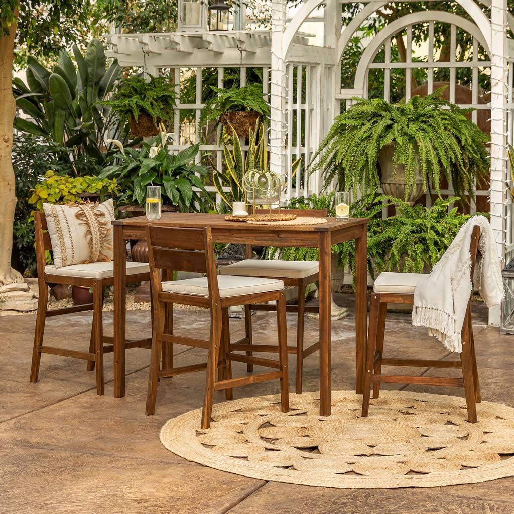 5-Piece Acacia Counter Height Dining Group Dark Brown W5890
