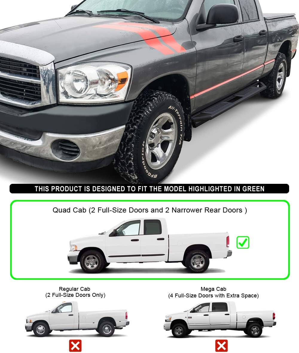 Aluminum Side Steps Nerf Bars for Dodge Ram 1500 Quad Cab 2002-2008 F5548